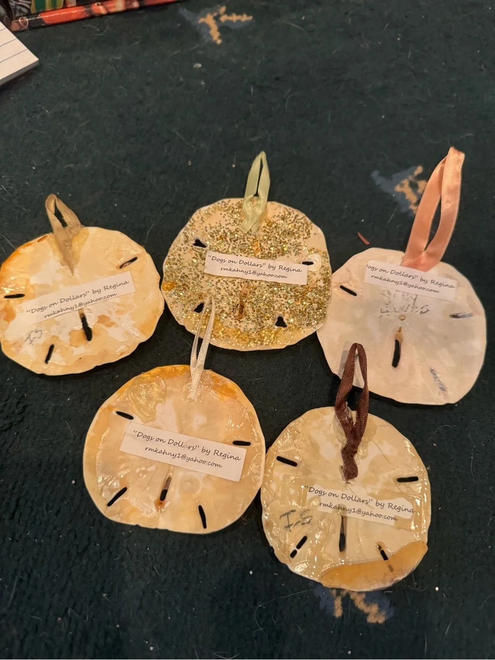 Handmade Golden Retriever real  Sand Dollar Dog Ornament s